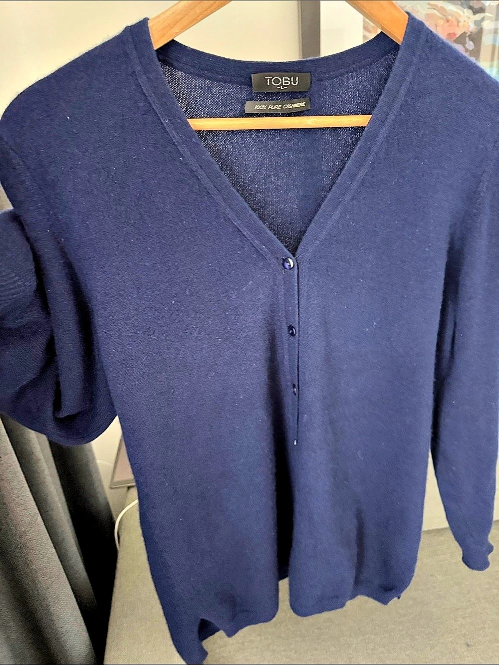 TOBU Cashmere Cardigan in Blue